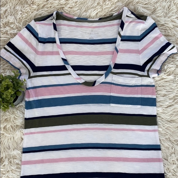 Caslon Scoop Neck Tee 💗 White Blue Pink Olive - Picture 7 of 10